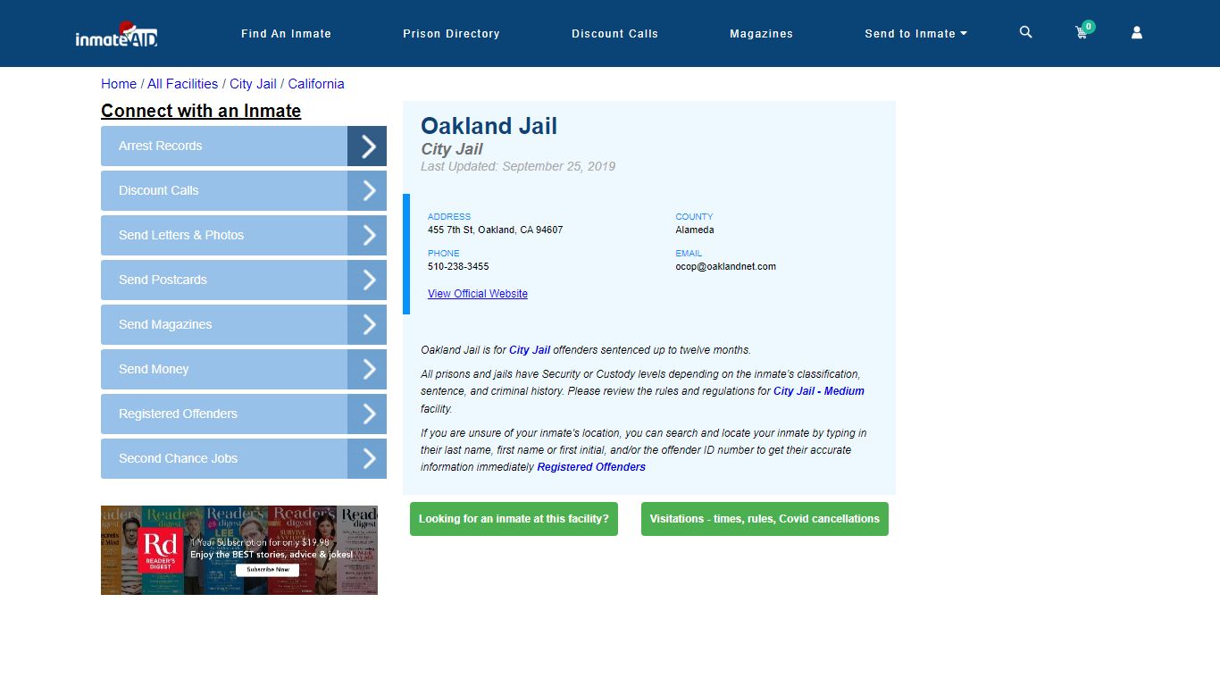 Oakland Jail | Inmate Locator