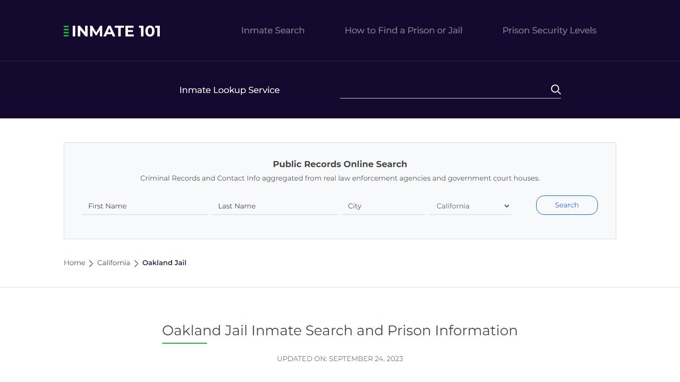 Oakland Jail Inmate Search and Prison Information